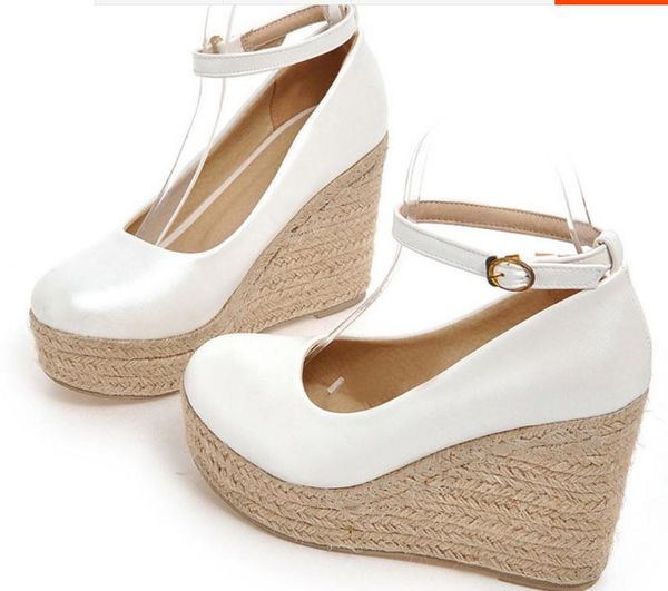 

women's shoes in spring round head shallow mouth waterproof table slope heel, Black