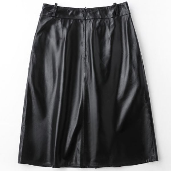 

2018 new fashion genuine sheep leather skirt h10, Black