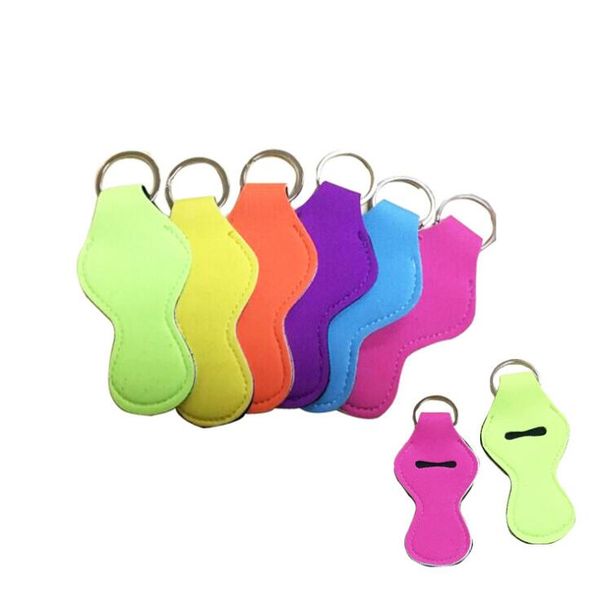 

Blank chap tick leeve key holder colorful olid color neoprene keychain lip balm holder party favor ooa5384