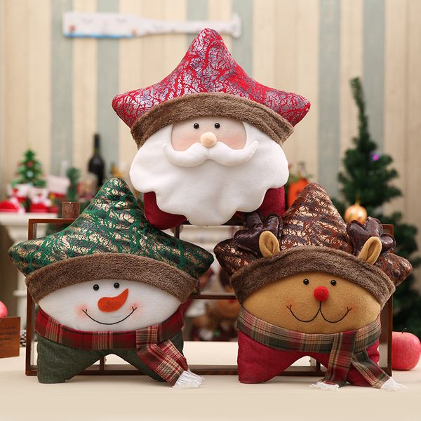 Santa Claus Christmas Decorations For Home Furnishings Five Star Colored Splice Pillow Cartoon Xmas Adornos De Navidad Para Casa Christmas Decorations