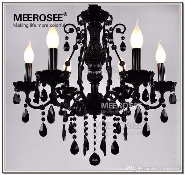 Hot French Style Crystal Chandelier Lighting Fixture Vintage Black Wrought Iron Chandelier Suspension Hanging Lamp Light Wrought Iron Chandeliers