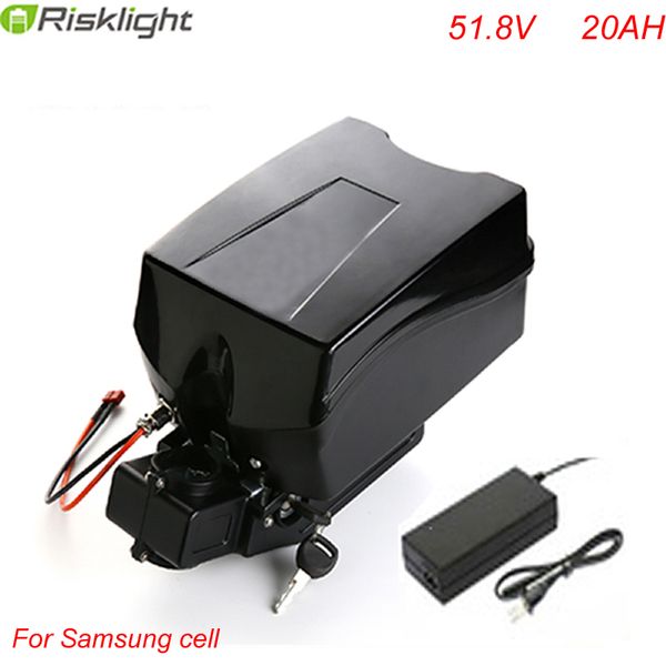 

deep cycle 51.8v 20ah li ion battery pack powerful 52v 1000w frog case ebike battery with charger and bms for samsung cell