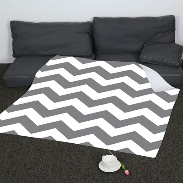 

modern simple digital printed corrugated blanket flannel vintage printed throw blanket