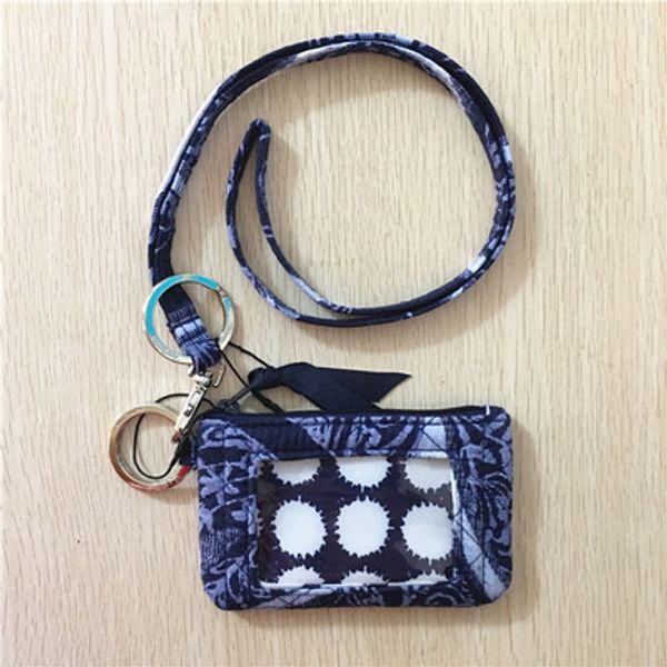 

new arrival cotton zip id case and lanyard coin purse small wallet, Brown;gray