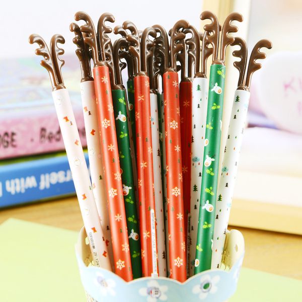 

36pcs/lot 0.38mm kawaii cartoon creative milu deer horn black blue ink gel pen learning supplies children's gift