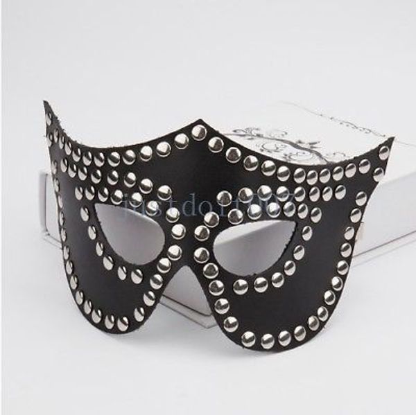 Bondage Sexy Women Leather Halloween Masquerade de máscaras de rosto cravejadas de gato gato punk cosplay #e94
