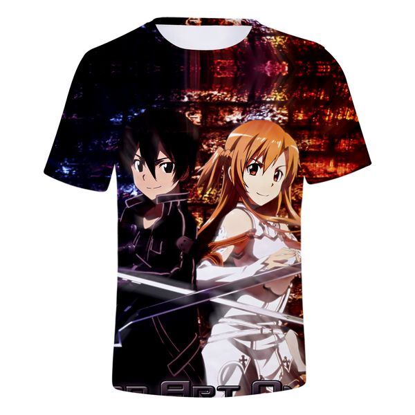 Espada Arte Online Katana Kirito Camisas Homens Verão Casual 3D Camisas Anime Espada Arte Online T Shirt Yuki Asuna Tshirt para Homens