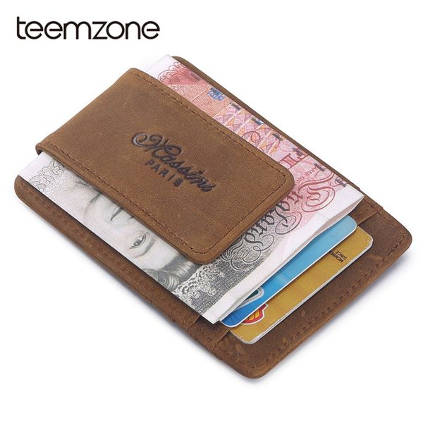

teemzone super slim soft wallet cowhide genuine leather mini wallet purse card pocket men wallet money clip k308, Black