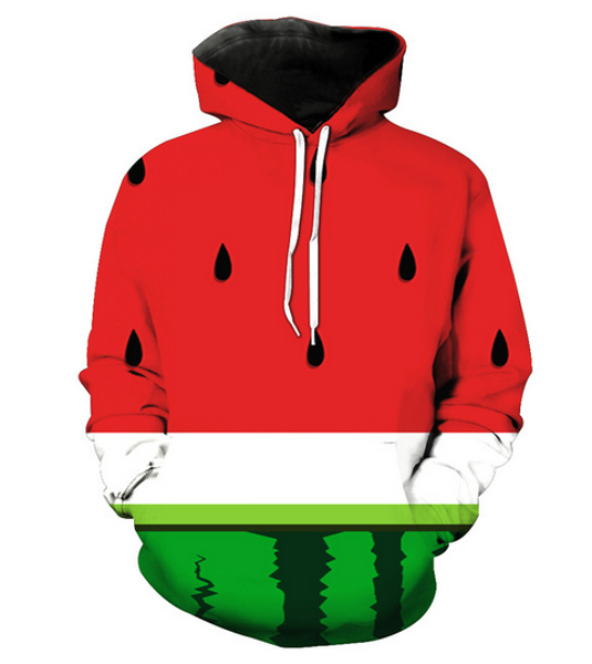 

wholesale--fashion 3d print watermelon funny hoodies men streetwear casual harajuku sweatshirts hip hop hooded pullover gd09, Black