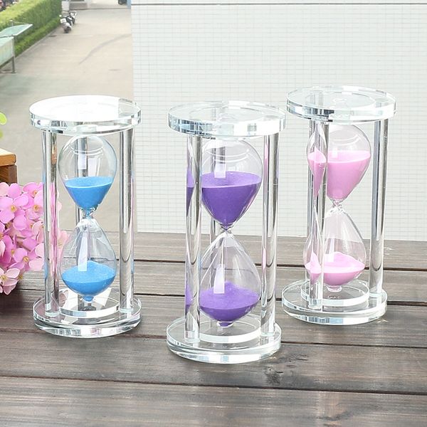 

15/30/60 minutes cylindrical crystal hourglass, mini timer glass crafts, valentine's day creative gifts