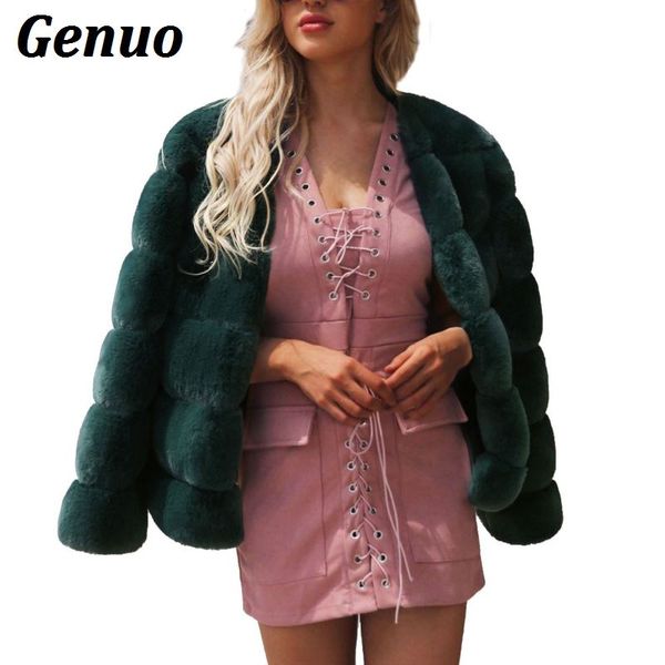 

fashion women fluffy fur coat faux patchwork fur short coat winter thick warm jackets parka outerwear plus size 3xl genuo, Black