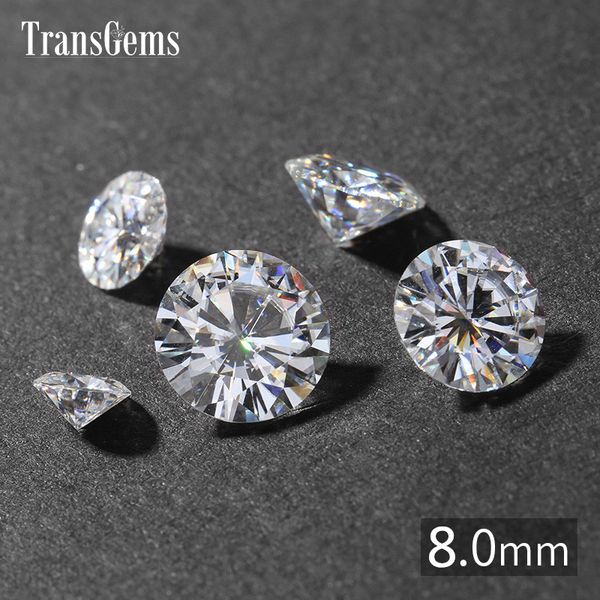 

transgems 2ct carat 8mm gh colorless round brilliant cut lab grown moissanite diamond test postive as real diamond, Black