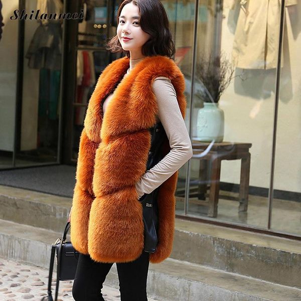 

faux fur coat winter women 2018 new casual warm slim sleeveless faux fur vest female jackets fashion streetwear waiscoats, Black