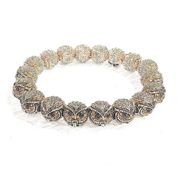 

10mm owl karma beads strand bracelets animal diy making silver fashion jewelry accessories for women men gift 2018 brand new, Black