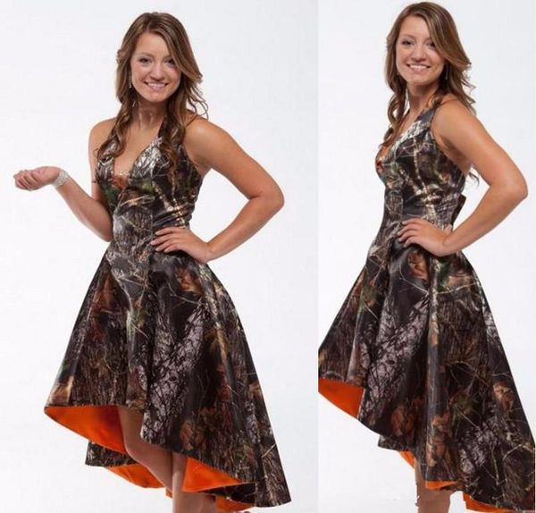 

Newly Camo Prom Dresses High Low Realtree Camoflage Camo Pageant Dresses 2017 Hot Sale Sleeveless Formal Party Gowns