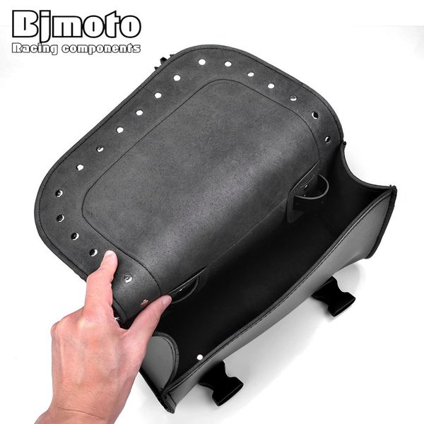 

bjmoto motorcycle pu leather saddle side back tail pouch tool bag moto motocross black saddle luggage side back tail bag storage