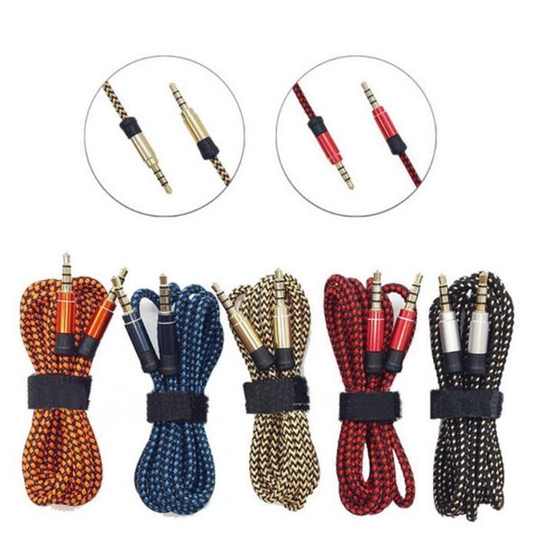 

1.5m 3.5mm male to male stereo aux auxiliary braided fabric audio cable for samsung for mp3 pc speaker