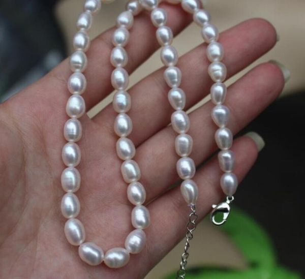 

6mm natural freshwater pearl necklace choker jewelry, Silver