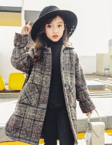 

2018 новые девушки шерстяное пальто ребенок корейский дети зима дети в длинная раздел толстый шерстяная пальто, Blue;gray