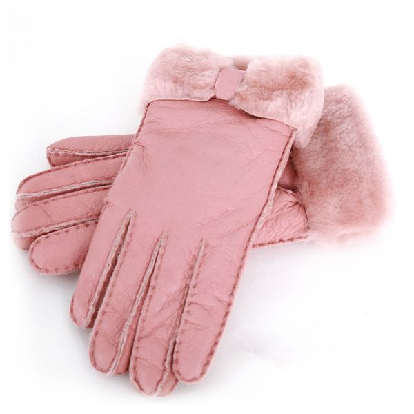 

wholesale - warm winter ladies leather gloves real wool gloves women 100% quality assurance, Blue;gray