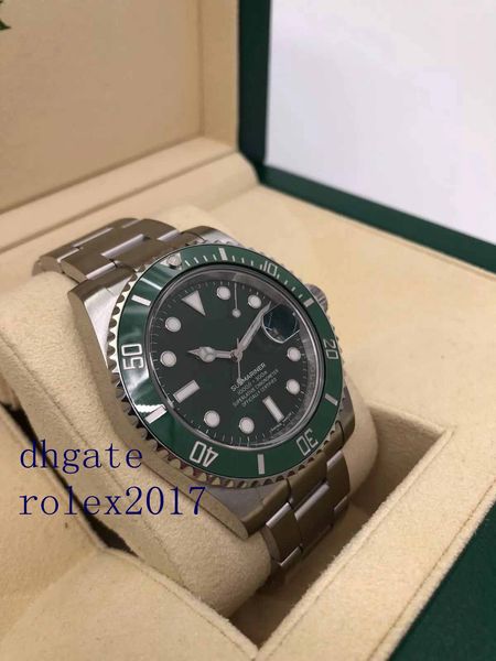 

box Mens Luxury Top Quality V5 2813 Movement Green Ceramic Bezel Sapphire Glass 40mm 116610 116610LV Automatic Mens Luminous Watches