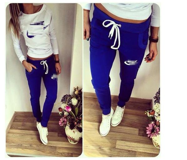 

2018 autumn winter Women tracksuits Two piece set ( Sweatshirts + Pants ) Letter printing long sleeve Sports suit Women fashion Sportswear