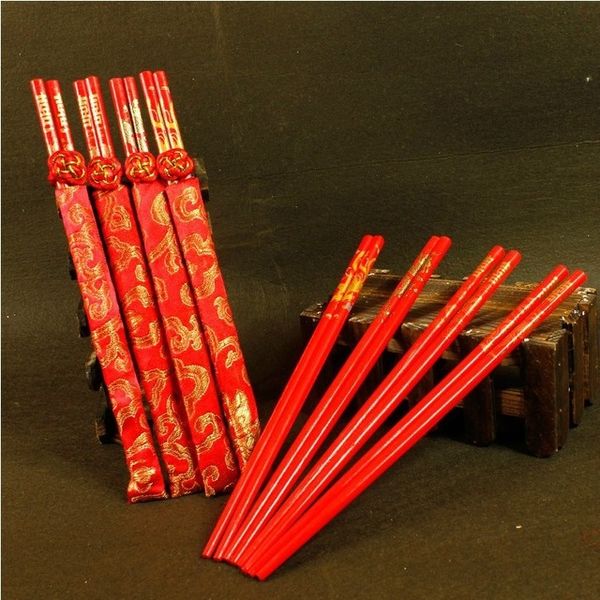 

chinese knot red wood chopsticks handmade food stick for sushi hashi chop sticks tableware