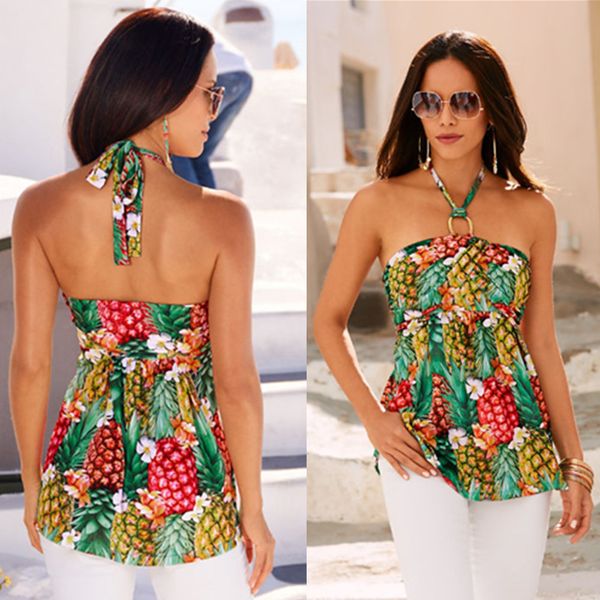 

style women tank summer camis womens female fruit pineapple clothing, White