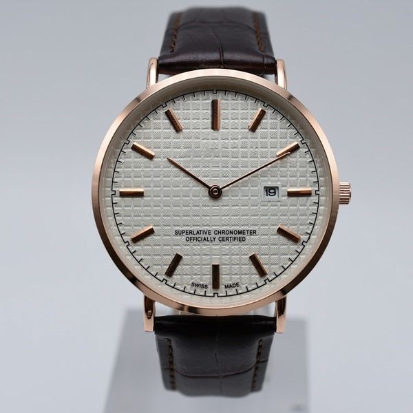 

Cla ic aaa brand quartz leather belt 2 needle ultra thin dial luxury men watche bu ine day date de igner men dre wri twatch