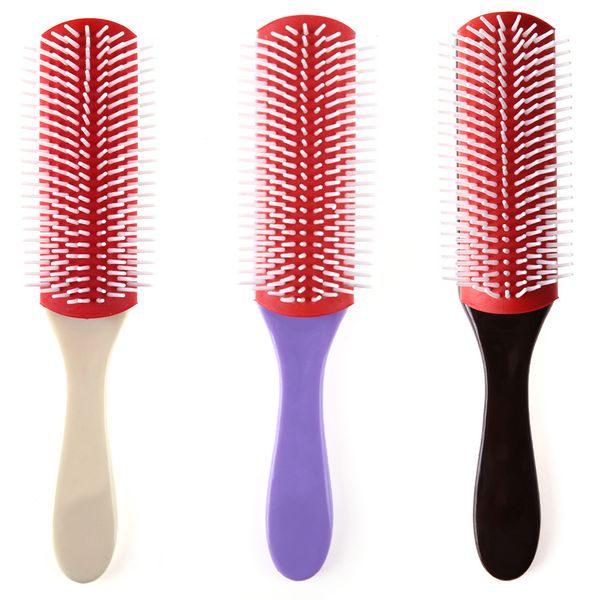 

oil head hair fine massage combs brushes men anti-static magic 9 rows hair brush comb salon styling hairdressing scalp massager, Silver