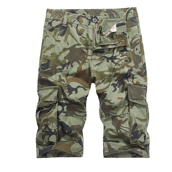 

2018 new men cool camouflage summer cotton casual men short pants brand clothing comfortable camo cargo shorts, Black