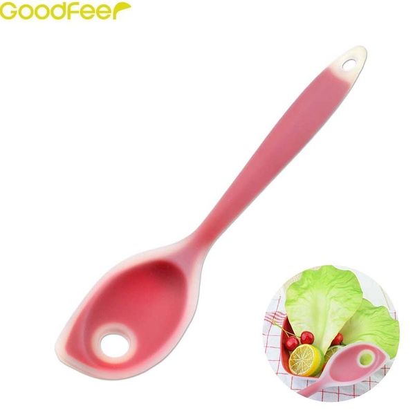 

goodfeer mini silicone salad spoon non stick flexible heat-resistant slotted spoon mixing for kitchen cooking baking