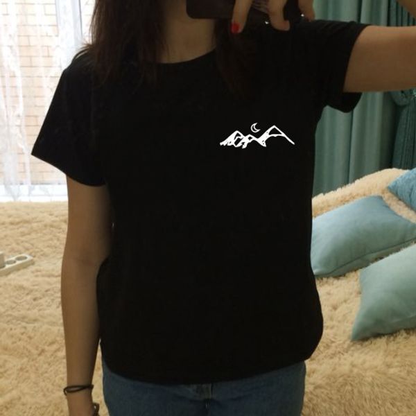 

2017 women black punk tees harajuku mountains t shirt women loose k- t-shirts summer rock t-shirt jf-h1303, White