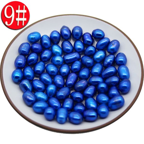 Atacado Loose Oval Natural água doce Arroz de pérola em forma de 9# pérolas azuis profundas pode ser emparelhado com acessórios de pulseira de pendente anel