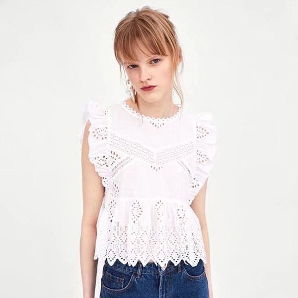 

women elegant sleeveless summer blouses hollow out white lace blouse shirt female casual long sleeve blusa