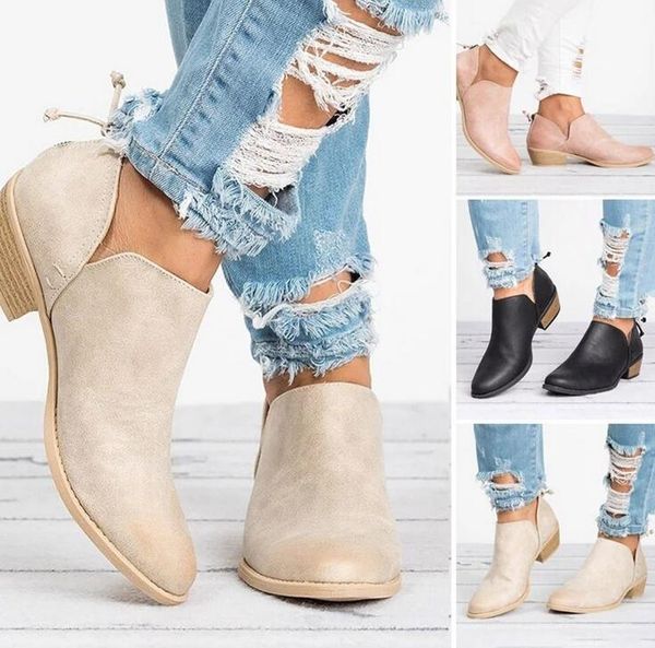 

new 2018 spring autumn women butterfly-knot boots slip-on med high heels pointed toe shoes woman size 35-43, Black