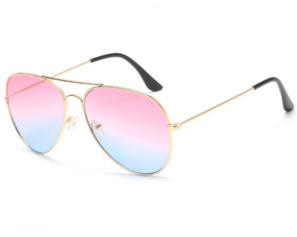 Bunte Sommermode Sonnenbrillen Bonbonfarben Linsen Süße romantische Sonnenbrille Metall Pilot Doppelfarbe Großhandel