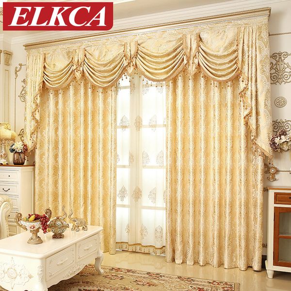 European Golden Royal Luxury Curtains For Bedroom Window Curtains For Living Room Elegant Drapes European Curtain