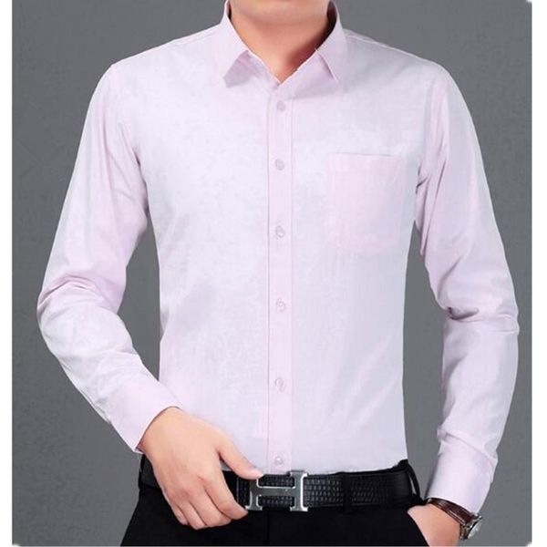 

autumn new middle-aged men's long-sleeved shirt middle-aged solid color casual shirt business men's, White;black