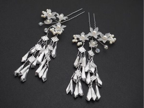 

fashion women alloy flower chinese style hair sticks lady's beads side clips girl's lolita headwear for dress ball