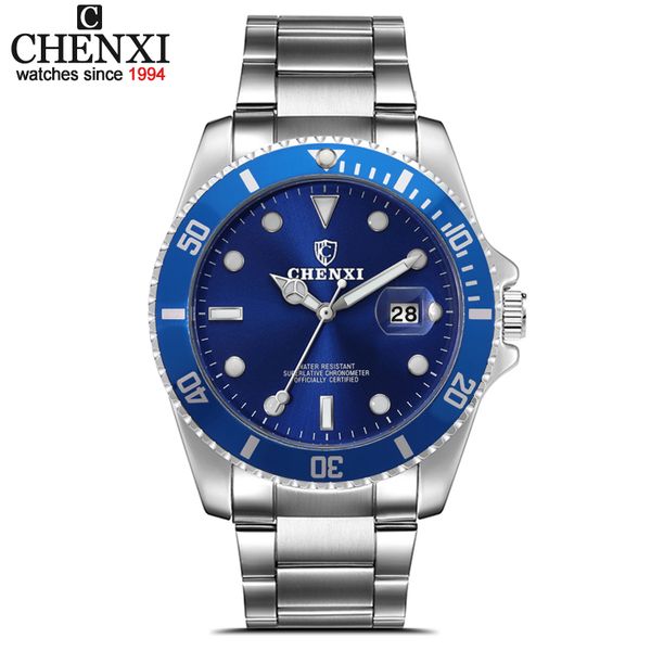 

chenxi brand casual sport watch fashion men's full stainless steel waterproof quartz wristwatch relogio masculino, Slivery;brown
