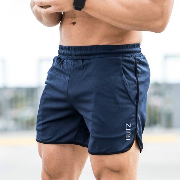 

men summer slim shorts gym fitness bodybuilding running jogging male short pant knee length breathable mesh sportswear, White;black