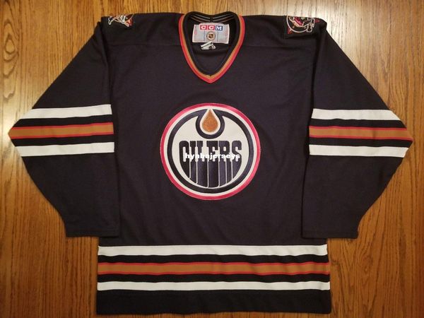 

custom edmonton oilers vintage ccm hockey jersey navy mens retro jerseys, Black;red