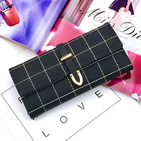 

brief dull polish multicolor grid card holder women wallets 8colors student hasp clutch coin purse, Red;black