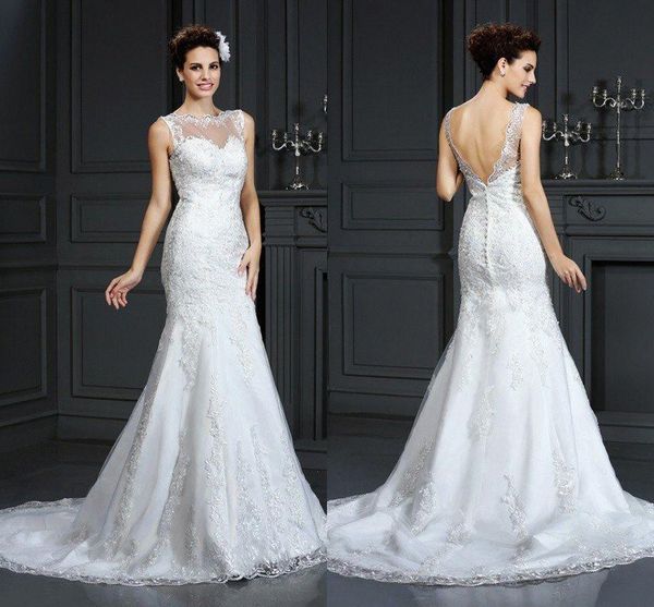 

урожай ivory backless свадебные платья 2019 новое прибытие lace аппликация свадебные свадебные платья лето пляж тюль свадебные платья ba9840, White