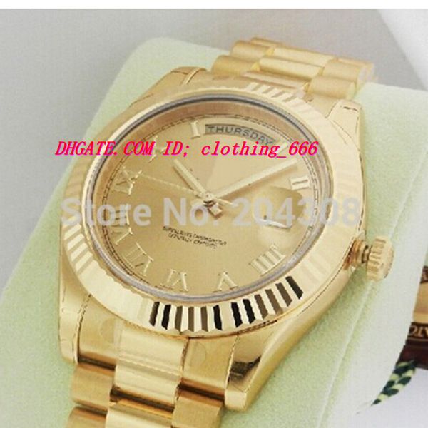 

luxury watches new yellow gold ii 41mm 218238 champagne roman dial automatic men sports watch men's wrist watches, Slivery;brown