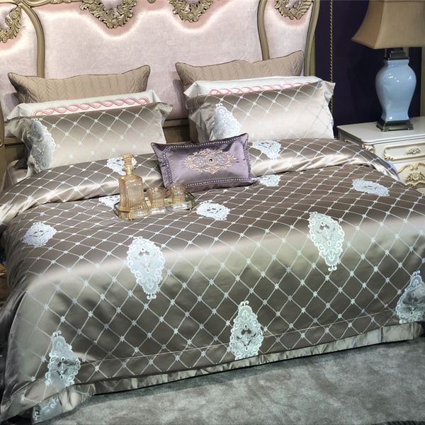 Royal Luxury Silk Cotton Duvet Cover Bedding Sets Queen King