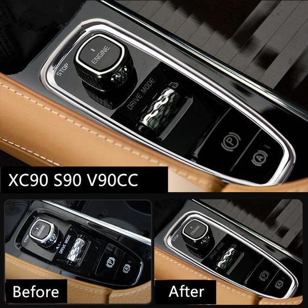 Mittelkonsolen-Schalthebelrahmen-Dekorationsabdeckung für Volvo XC90 S90 V90 2016–18, Chrom ABS280A