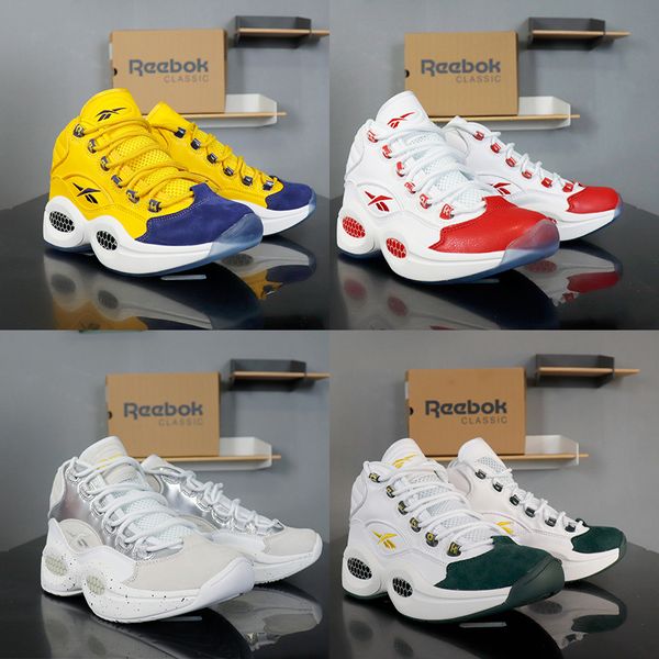 

reebok question jet life basketball shoes for men 2019 new mens high hexalite cushion white red yellow breathable boots 40-45