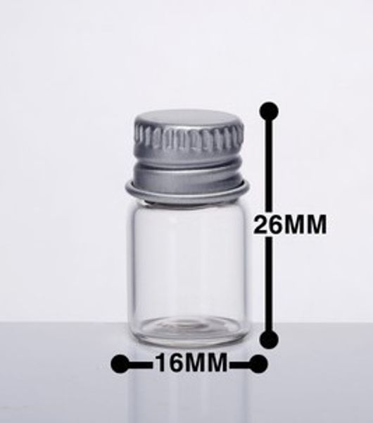 

2ml 12x26x7mm empty jar cosmetic containers glass sample bottle with aluminium cap small refillable bottles packaging